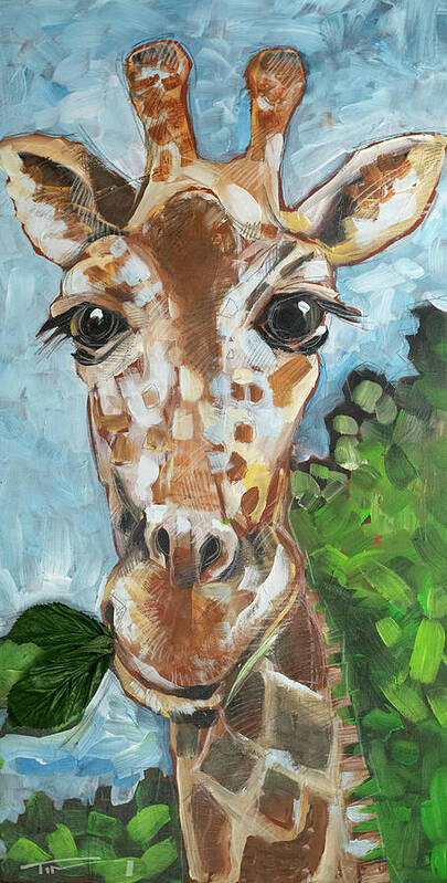 Giraffe Poster featuring the painting Hobbes Giraffe by Tim Nyberg