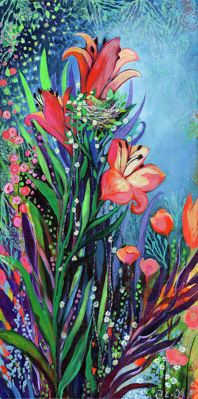 Floral Poster featuring the painting Midnight Garden by Jennifer Lommers
