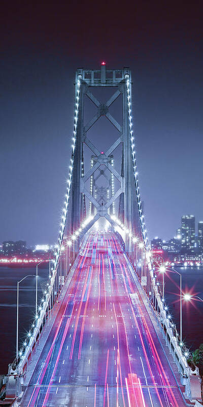 Bridge Poster featuring the photograph Oakland Bridge 3 Color by Moises Levy