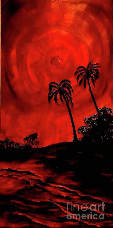 Sunset Beach Poster featuring the painting Red Sky by Michael Silbaugh
