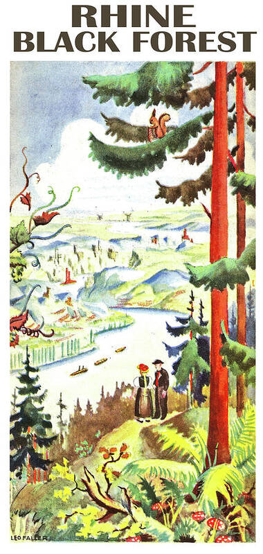 German Poster featuring the digital art Rhine river and Black Forest by Long Shot