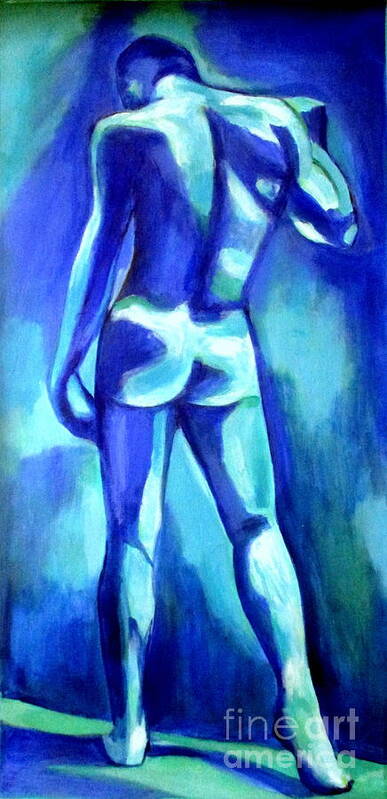 Male Figure Paintings Poster featuring the painting Blue and bright by Helena Wierzbicki