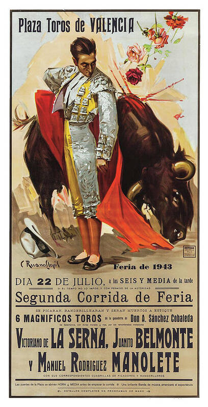 Bullfighting Poster featuring the digital art Bullfighting Valencia by Long Shot