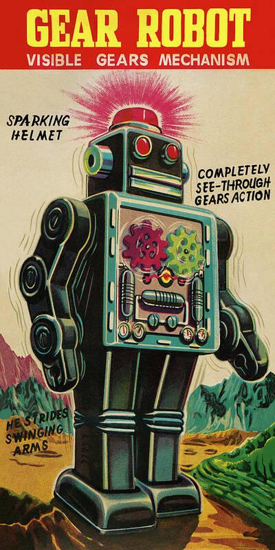 Vintage Toy Posters Poster featuring the drawing Gear Robot by Vintage Toy Posters