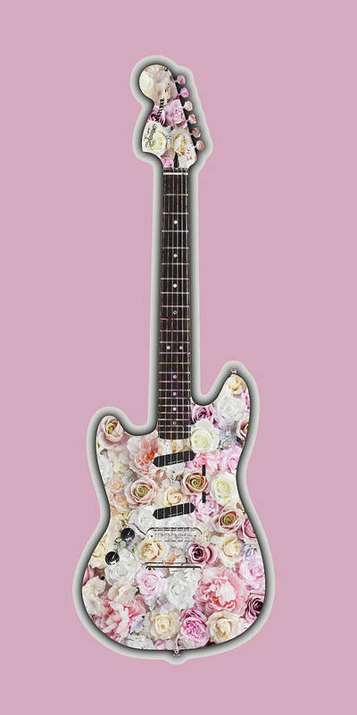 Guitar Poster featuring the painting Guitar Flowers Floral by Tony Rubino