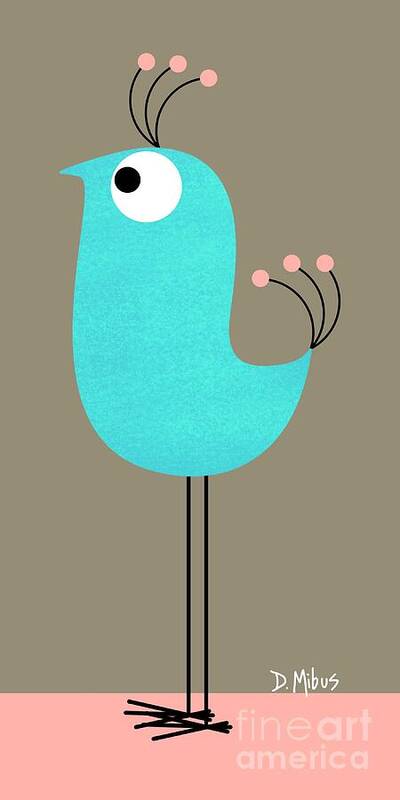 Blue Poster featuring the digital art Long Leg Bird by Donna Mibus