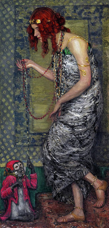 Janis Rozentals Poster featuring the painting Princess with a Monkey, 1913 by Janis Rozentals
