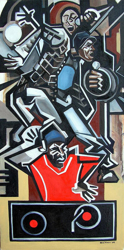 Hip-hop Rap Music Poster featuring the painting Rapper Three-Lite by Martel Chapman