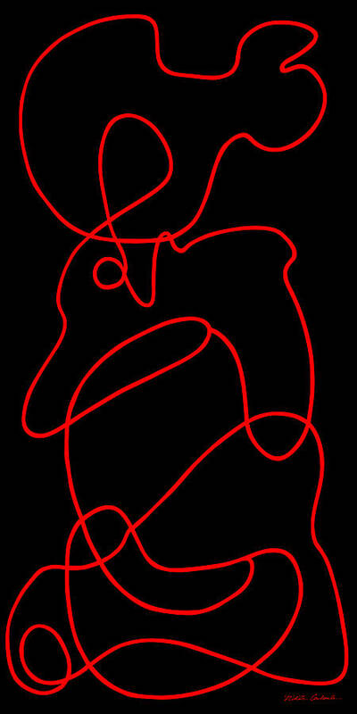 Nikita Coulombe Poster featuring the painting Squiggles - Red by Nikita Coulombe