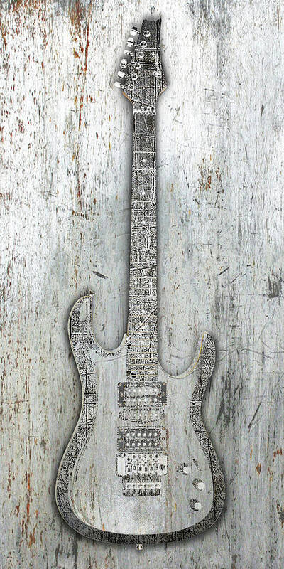 Guitar Poster featuring the painting Steel Guitar Electric Metal Metallic by Tony Rubino