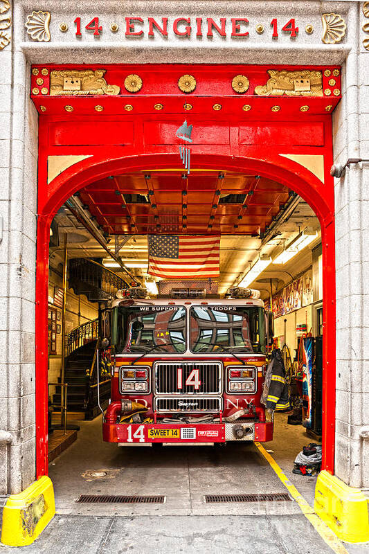 Angle Poster featuring the photograph New York Fire Department Engine 14 by Luciano Mortula