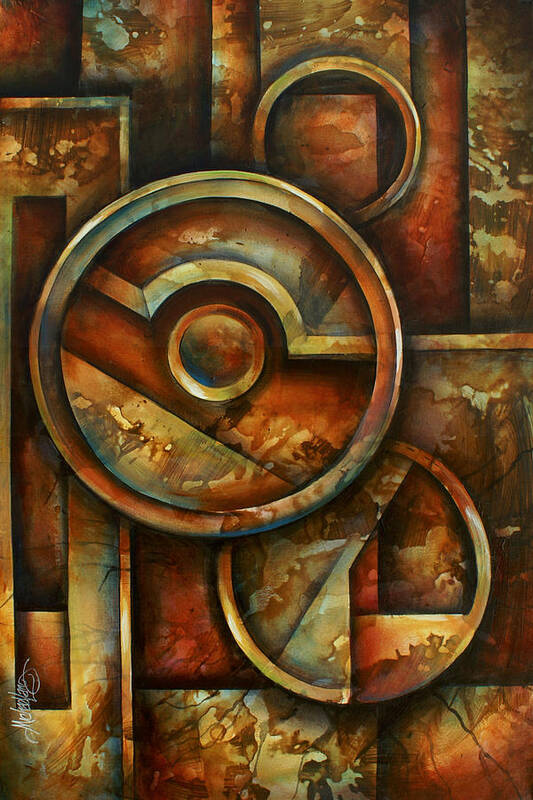 Geometric Poster featuring the painting ' Omega Block' by Michael Lang