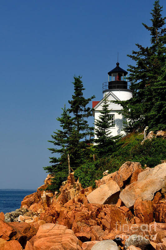 Bass Harbor Poster featuring the photograph Bass Harbor Head Light - Acadia by Mark Valentine