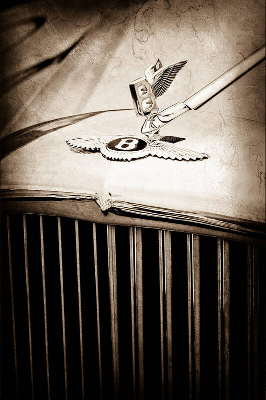 1957 Bentley S-type Hood Ornament Poster featuring the photograph 1957 Bentley S-Type Hood Ornament - Emblem by Jill Reger