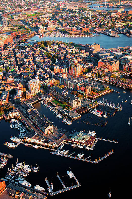 Photography Poster featuring the photograph Aerial Morning View Of Harbor #1 by Panoramic Images