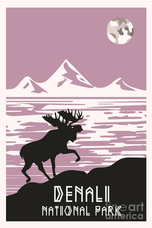 Mountain Poster featuring the digital art Alaska Denali National Park Poster #2 by Celestial Images