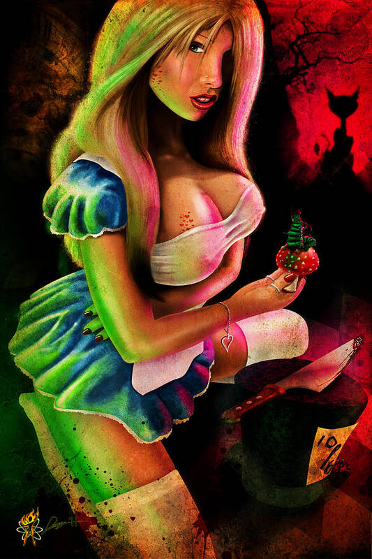 Cars Poster featuring the digital art Alice, Eat Me by Doug Schramm