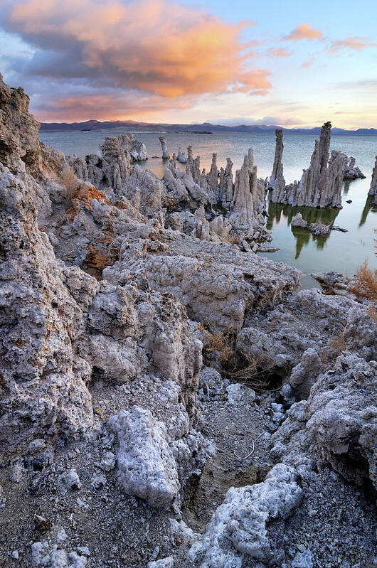 Water's Edge Poster featuring the photograph Big Cloud Above Tufas On Mono Lake #1 by Rezus
