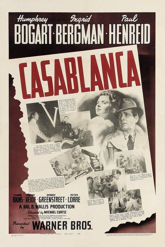 40s Poster featuring the digital art Casablanca #1 by Georgia Clare
