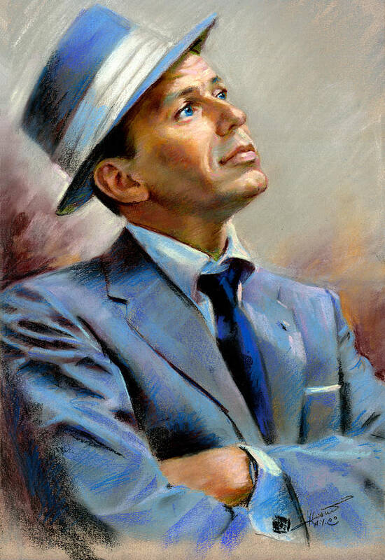 Francis Frank Sinatra American Singer Actor Strangers In The Night In The Wee Small Hours Songs For Swingin' Lovers Come Fly With Me Only The Lonely Nice 'n' Easy Presidential Medal Of Freedom Congressional Gold Medal Grammy Awards My Way A Man And His Music Poster featuring the pastel Frank Sinatra #1 by Ylli Haruni