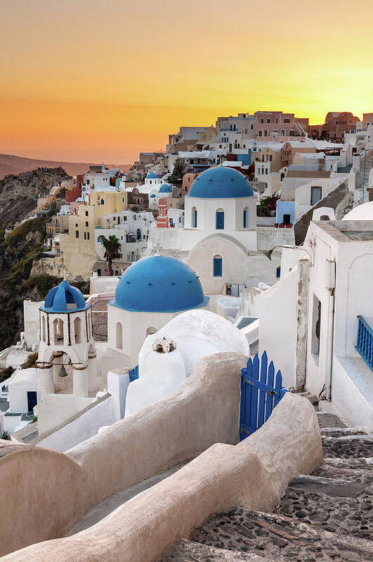 Greek Culture Poster featuring the photograph Oia Sunset, Santorini, Greece #1 by Chrishepburn