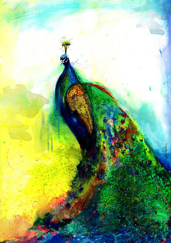 Painting Poster featuring the painting Peacock #1 by Isabel Salvador