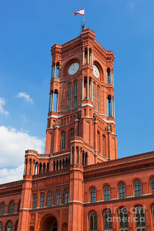 Berlin Poster featuring the photograph Rotes Rathaus the town hall of Berlin Germany #1 by Michal Bednarek