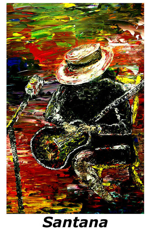 Carlos Santana Poster featuring the painting Santana #1 by Mark Moore