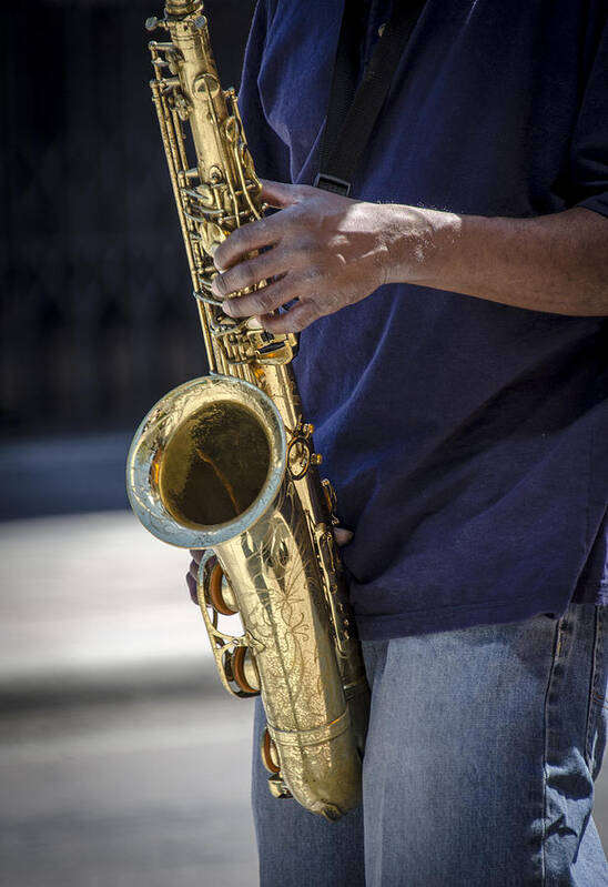 Saxophone Poster featuring the photograph Saxophone Player on Street #2 by Carolyn Marshall
