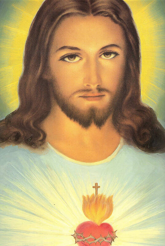 Sacred Poster featuring the painting The Sacred Heart Of Jesus by French School