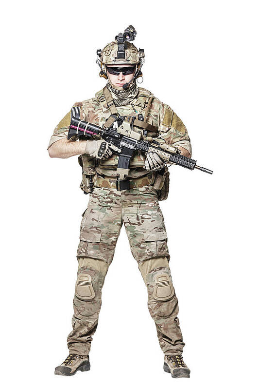 Military Poster featuring the photograph Elite Member Of U.s. Army Rangers #10 by Oleg Zabielin
