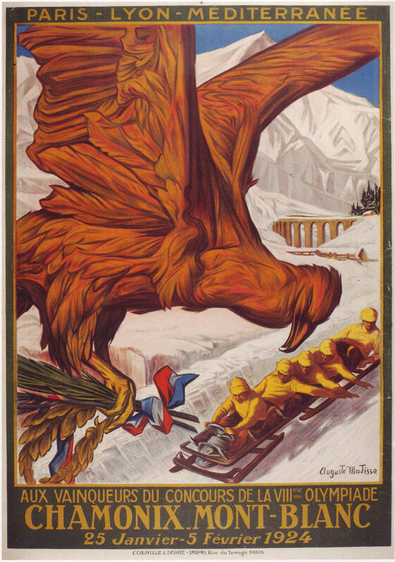 1924 Winter Olympic Games France Chamonix Poster featuring the painting 1924 Winter Olympic Games France Chamonix by MotionAge Designs