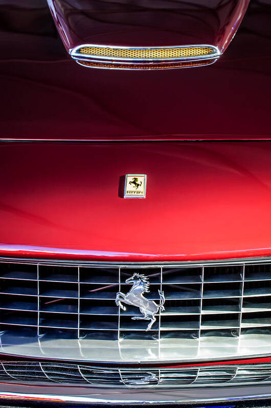 1963 Ferrari 250 Gt Lusso Grille Emblem Poster featuring the photograph 1963 Ferrari 250 GT Lusso Grille Emblem -0824c by Jill Reger