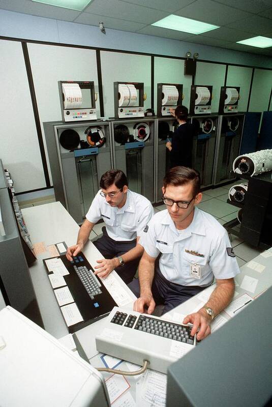 Person Poster featuring the photograph 1970s Military Computing by Us Air Force