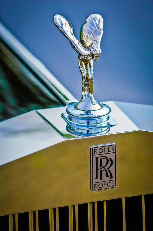 1994 Rolls-royce Hood Ornament Poster featuring the photograph 1994 Rolls-Royce Hood Ornament - Emblem -0691c by Jill Reger