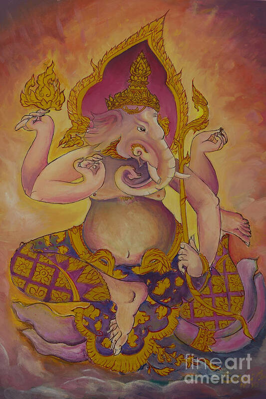 Abstract Poster featuring the photograph Ganesha God of Hindu #3 by Tosporn Preede