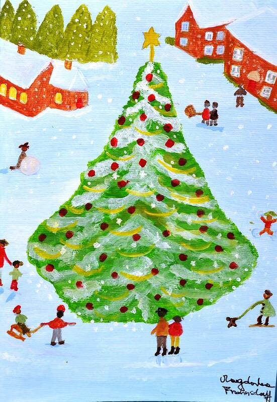 Christmas Tree Poster featuring the painting Merry Christmas #6 by Magdalena Frohnsdorff