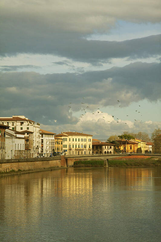 Canal Poster featuring the photograph Reflections On Water, Pisa Italy by Ethiriel Photography