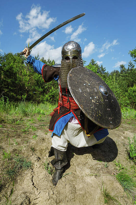 Horde Poster featuring the photograph Mongol Horde Warrior In Armour, Holding #20 by Oleg Zabielin