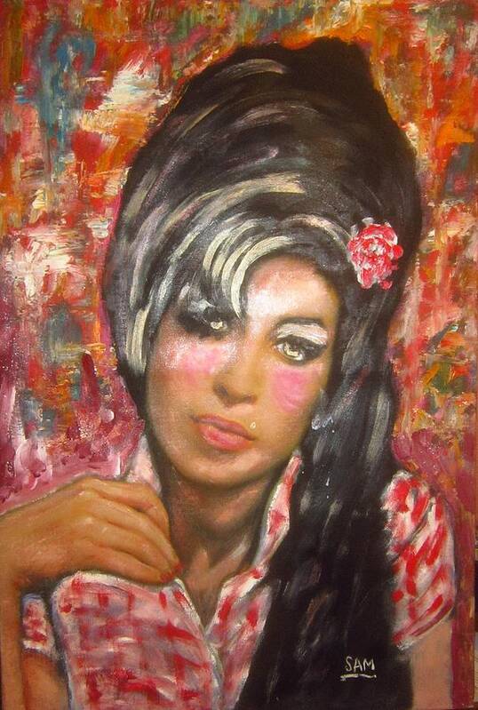 Amy In Colours Oil On Canvas Poster featuring the painting Amy Winehouse #1 by Sam Shaker