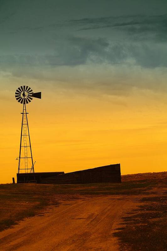 Barns Poster featuring the photograph A Dakota Windmill by Jeff Swan