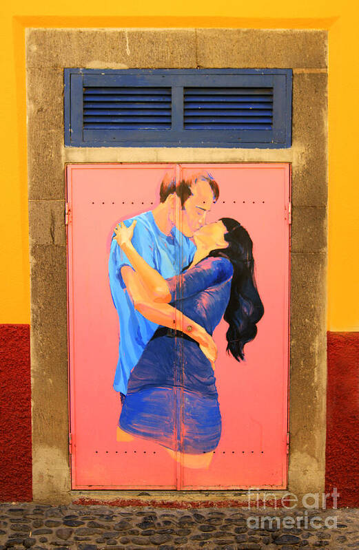 Art Poster featuring the photograph A Kiss In The Doorway by David Birchall