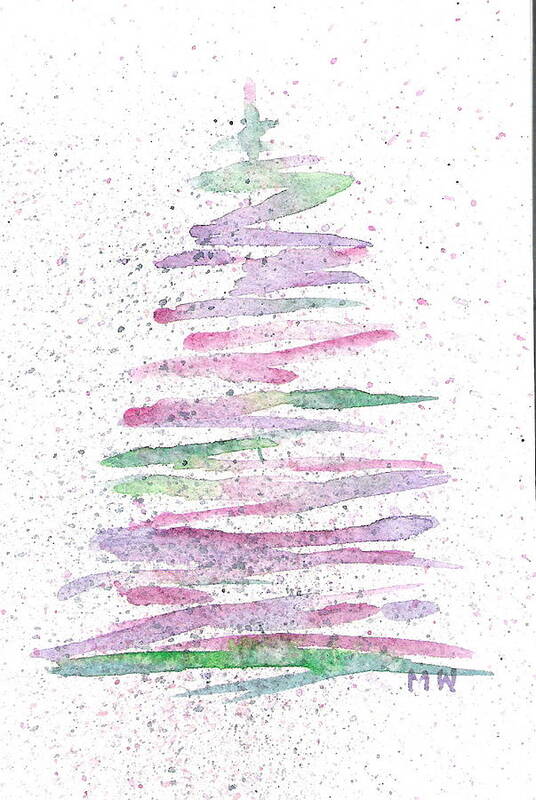 Greeting Card Poster featuring the painting Abstract Christmas Tree by Marsha Woods