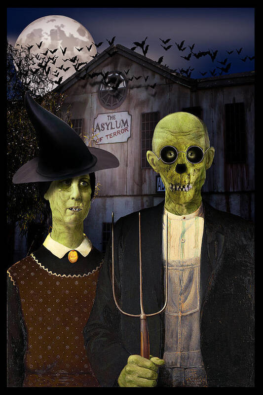 American Gothic Poster featuring the digital art American Gothic Halloween by Gravityx9 Designs