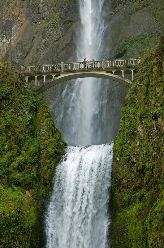 Arch Bridge Poster featuring the photograph Arch Bridge And Multnomah Falls by Theodore Clutter