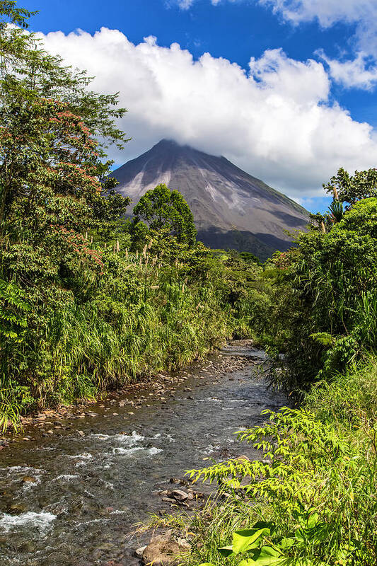 Active Poster featuring the photograph Arenal from the Rio Agua Caliente by Andres Leon
