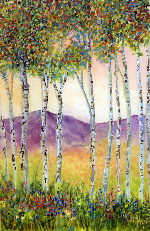 Aspen Trees Poster featuring the painting Aspen Impressions by June Hunt