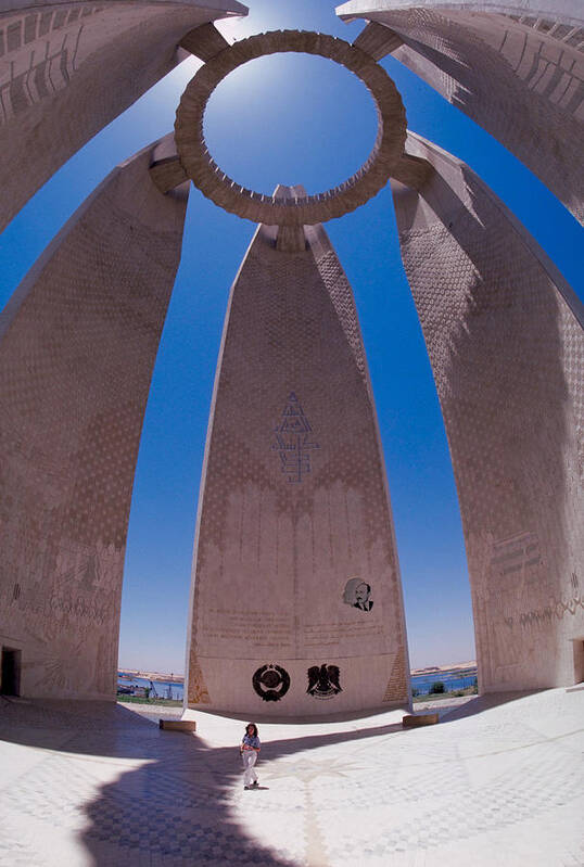 Large Poster featuring the photograph Aswan Dam Memorial by Carl Purcell