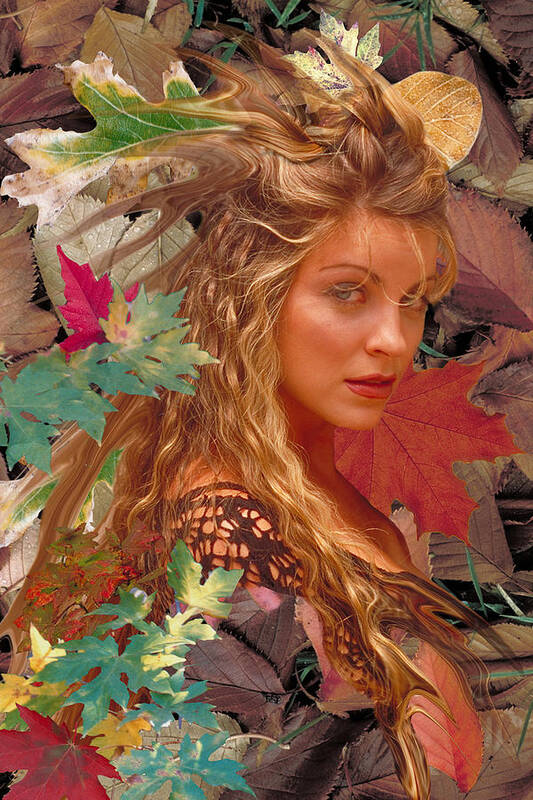 Autumn Poster featuring the digital art Autumn Lady by Lisa Yount