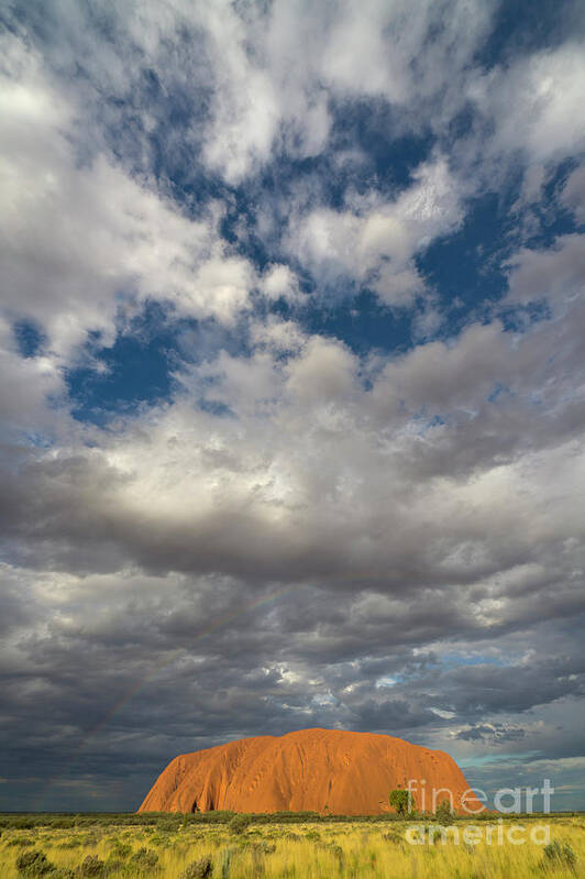 00477462 Poster featuring the photograph Ayers Rock And Storm Clouds Australia #2 by Yva Momatiuk John Eastcott